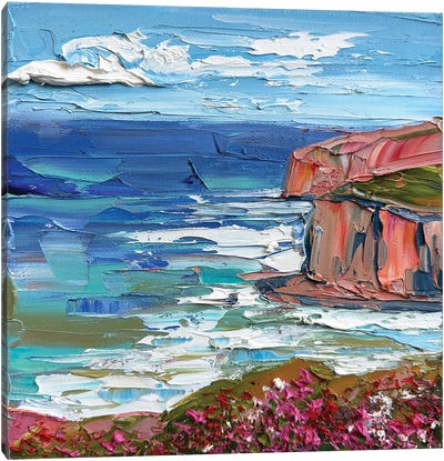 Colorful Coastal Cliffs Canvas Art Print - Palette Knife Prints