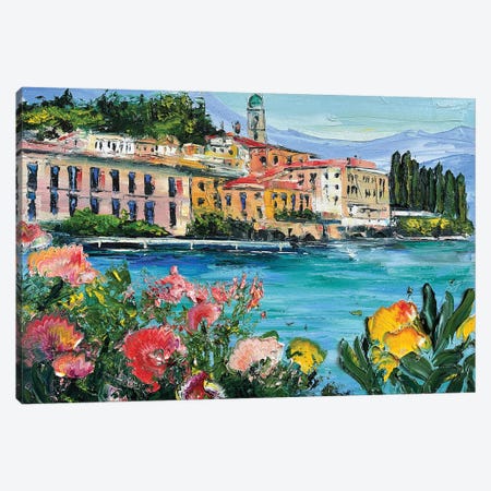 Colorful Lake Como Canvas Print #LEL857} by Lisa Elley Canvas Artwork