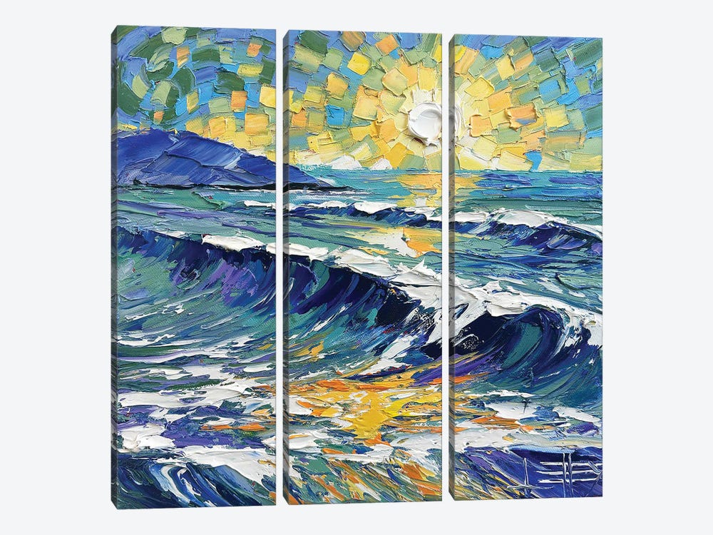 Waves Of Van Gogh by Lisa Elley 3-piece Canvas Wall Art
