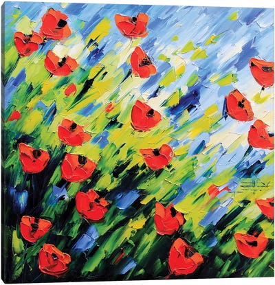 Large Poppy Painting Canvas Art Print - Lisa Elley