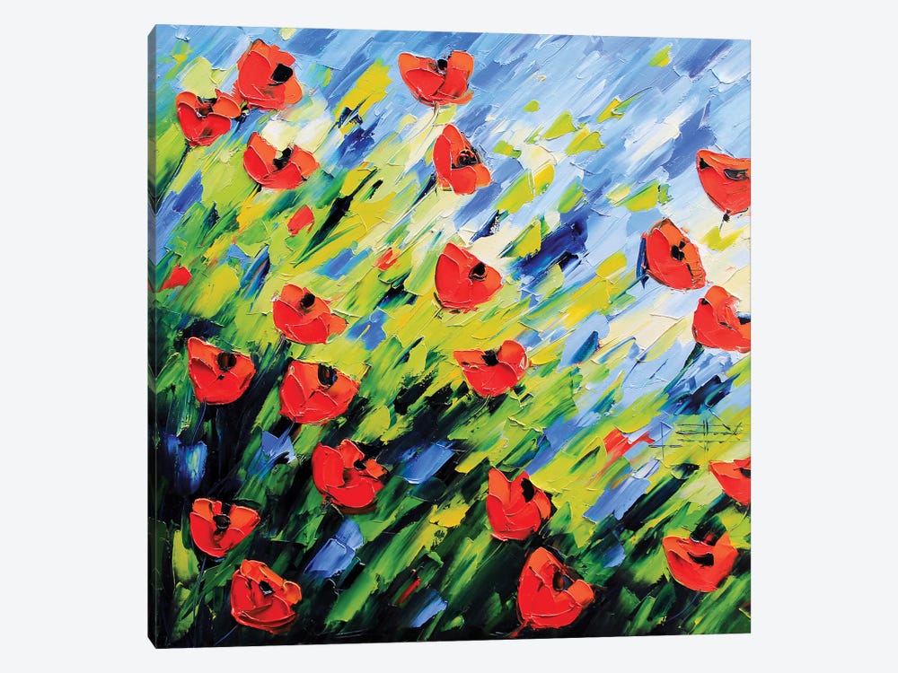 Large Poppy Painting by Lisa Elley 1-piece Canvas Print