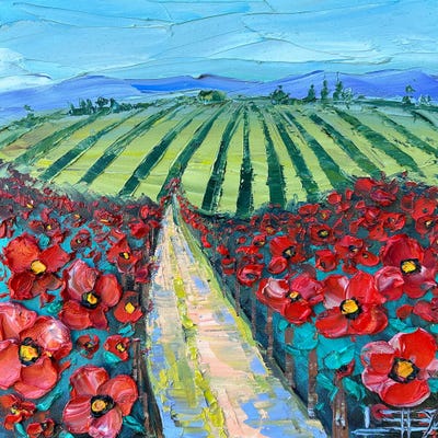 Poppy Vines by Lisa Elley framed wall art