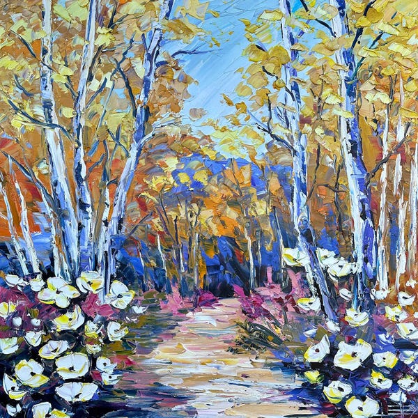 Aspen Trees | Birch Trees: Amber Forest II by Lisa Elley