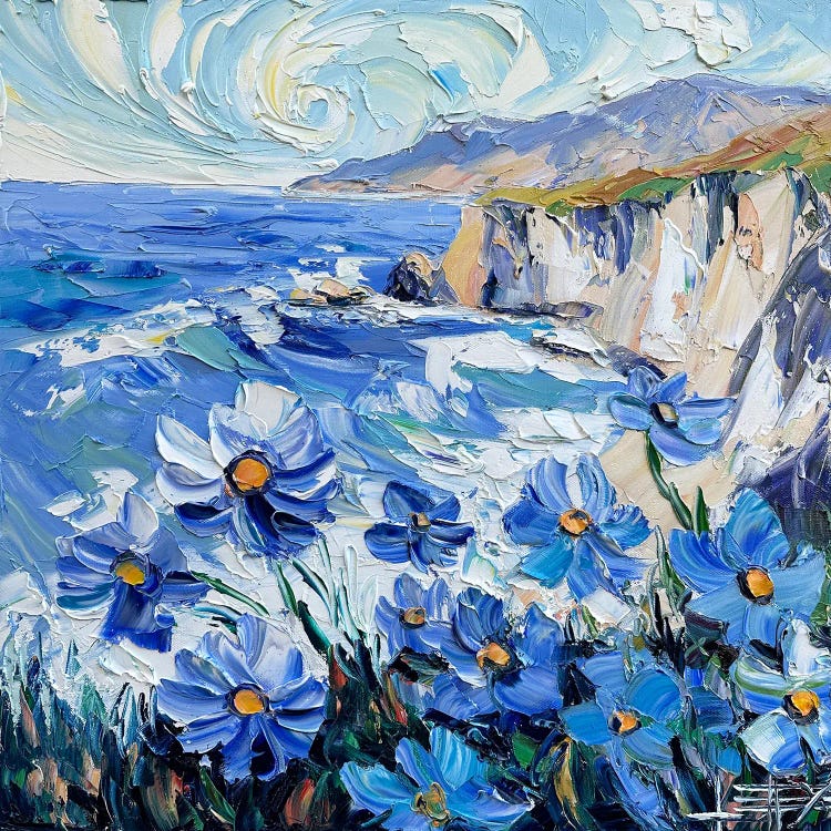 Swirls Of Blue by Lisa Elley wall art