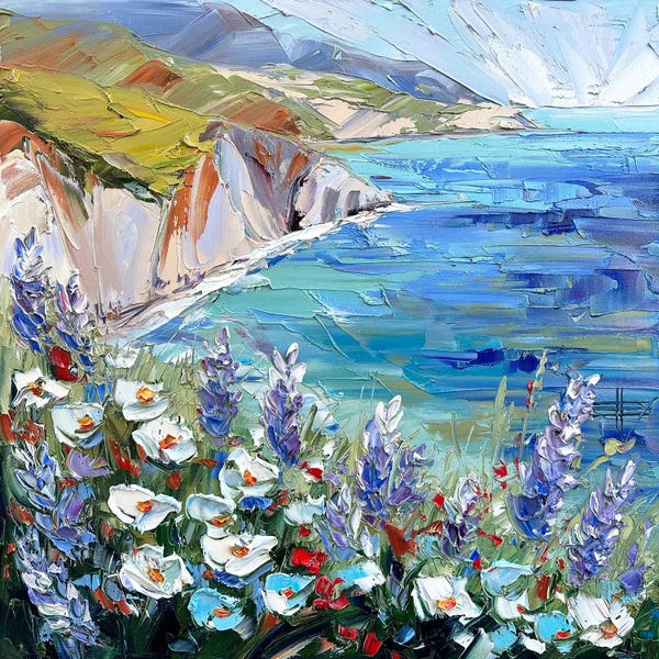 Coastal Sand Dunes: Blue Coastal Bloom by Lisa Elley