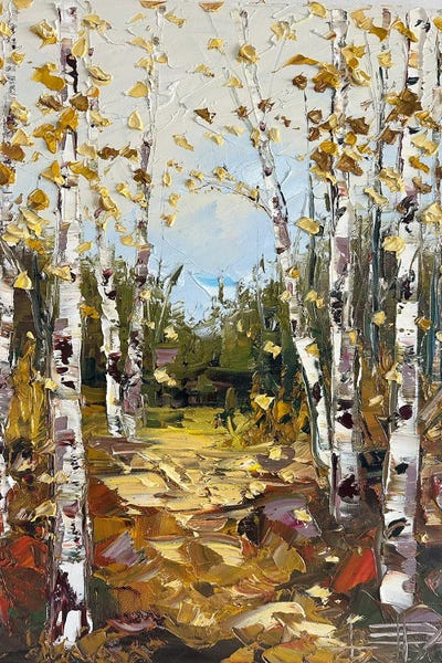 Birch Trees: Autumn Glow by Lisa Elley