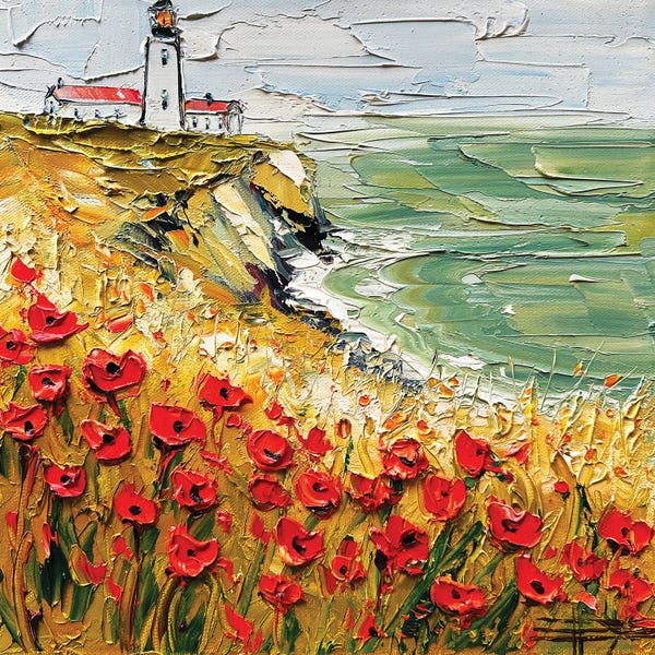 Poppies: Poppy Light - Pigeon Point Lighthouse - Half Moon Bay California by Lisa Elley