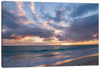 Beach Landscape At Sunrise, Bavaro, Higuey, La Altagracia Province, Dominican Republic Canvas Art Print