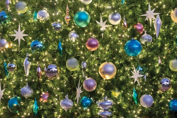 Lisa S. Engelbrecht: Christmas Ornaments And Lights On An Artificial Tree I by Lisa S. Engelbrecht