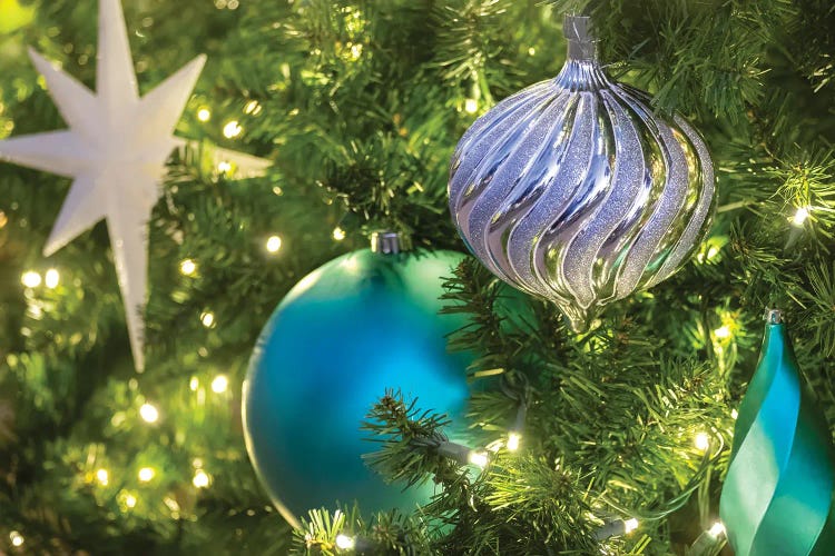 Christmas Ornaments And Lights On An Artificial Tree II