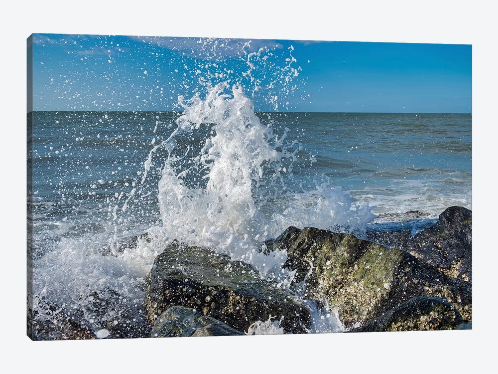 Waves crashing on rocks, Honeymoon Island State Park, Dunedin, Florida, USA by Lisa S. Engelbrecht 1-piece Canvas Print