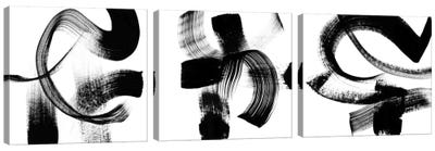 Playtime Triptych Canvas Art Print - Black & White Abstract Art