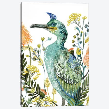 Green Bird Canvas Print #LES113} by Lesia Binkin Art Print