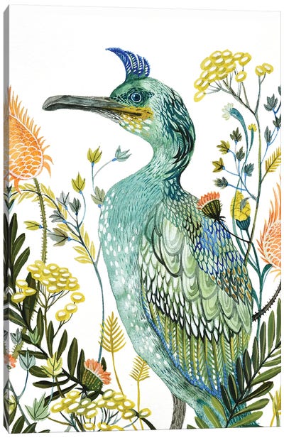 Green Bird Canvas Art Print - Lesia Binkin