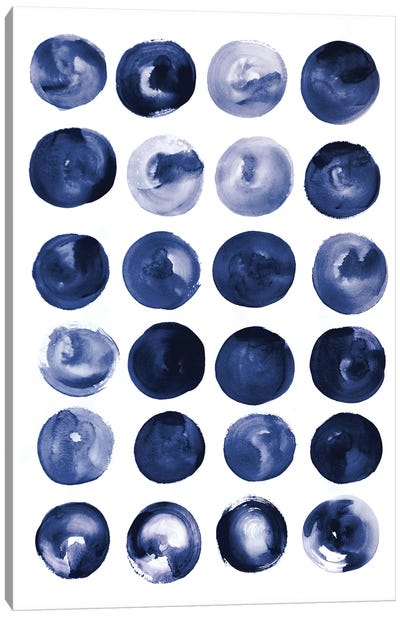 Blue Rain III Canvas Art Print - Circular Abstract Art