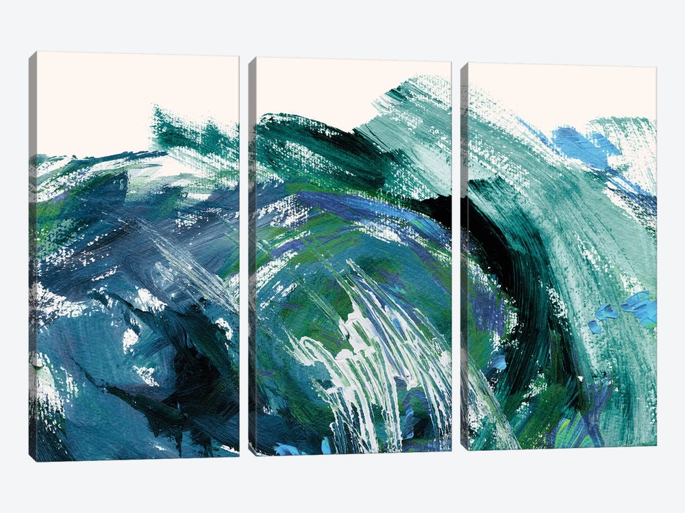 Green Waves by Lesia Binkin 3-piece Canvas Art