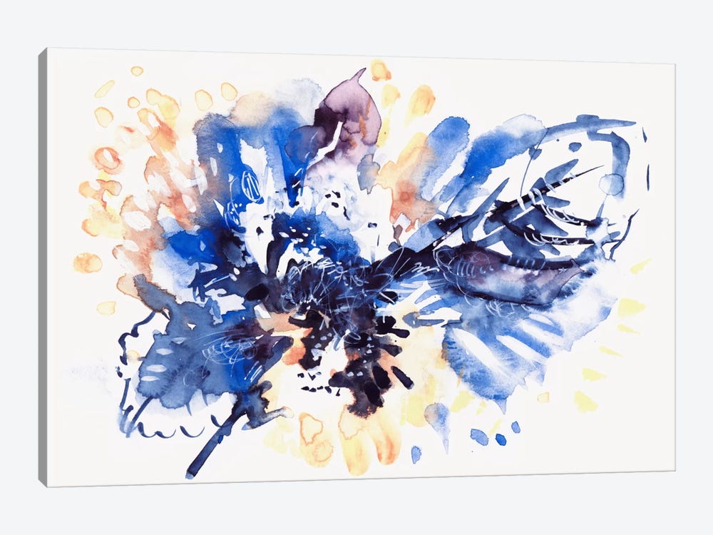 Blue Leaves by Lesia Binkin 1-piece Canvas Wall Art