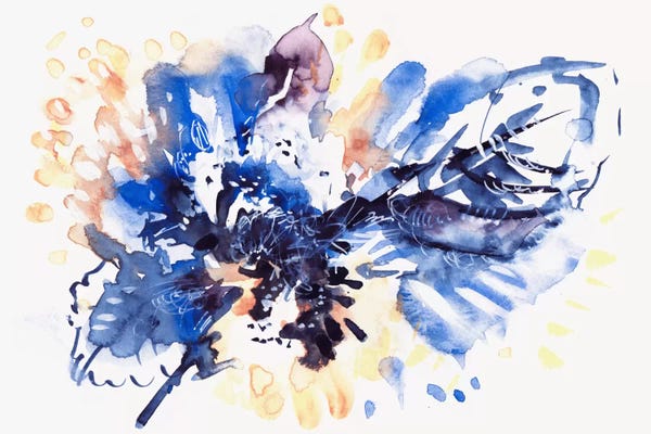 Abstract Watercolors: Blue Leaves by Lesia Binkin