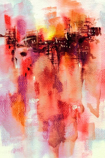 Abstract Watercolors: City Sunset by Lesia Binkin