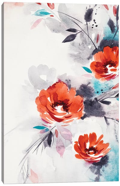 Minimalist Red Flowers Canvas Art Print - Lesia Binkin