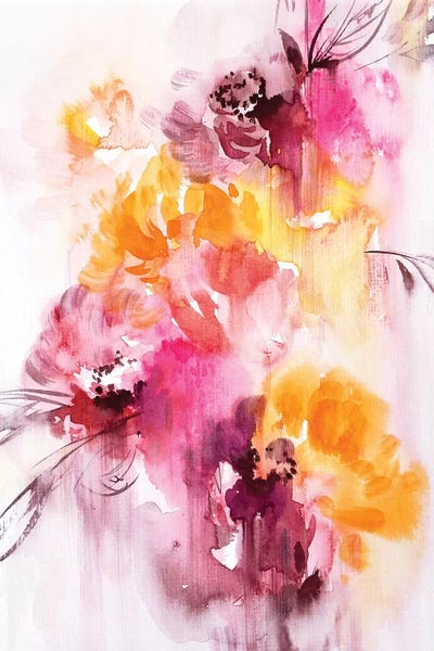 Orange & Red Flowers Abstract by Lesia Binkin canvas print