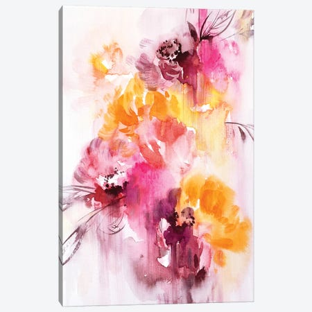 Orange & Red Flowers Abstract Canvas Print #LES85} by Lesia Binkin Canvas Art