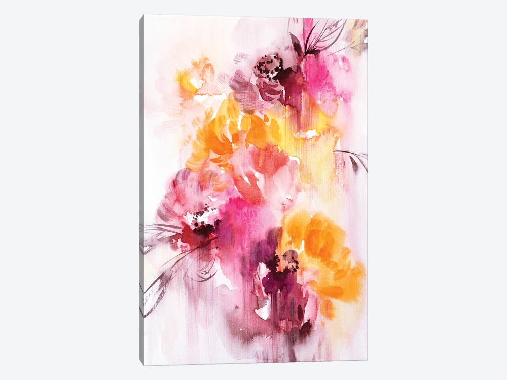 Orange & Red Flowers Abstract Canvas Artwork by Lesia Binkin | iCanvas