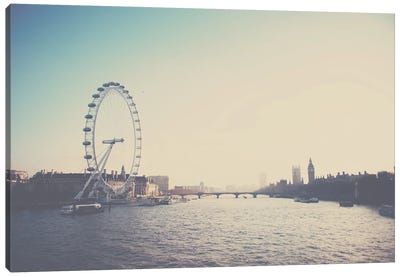 Looking Back Along The Thames Canvas Art Print - The London Eye