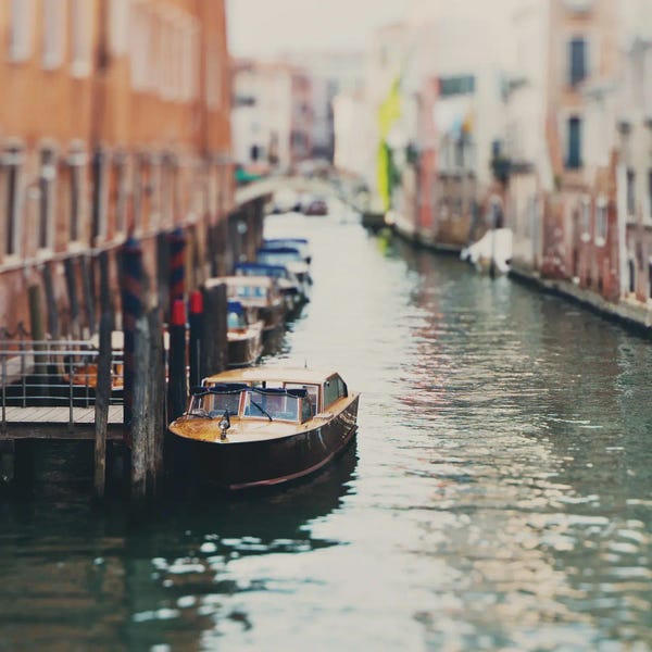 Vintage Styled Photography: A Boat Moored On A Venice Canal by Laura Evans