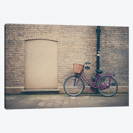 Maroon Bicycles In Cambridge Canvas Print #LEV115} by Laura Evans Canvas Wall Art