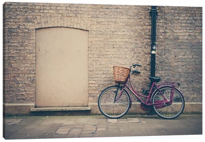 Maroon Bicycles In Cambridge Canvas Art Print - Laura Evans