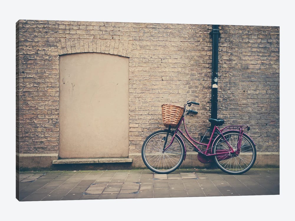 Maroon Bicycles In Cambridge by Laura Evans 1-piece Canvas Print