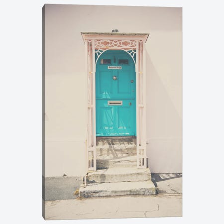 A Mint Green Door And A Pink Building Canvas Print #LEV117} by Laura Evans Canvas Wall Art