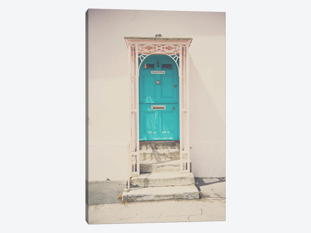 A Mint Green Door And A Pink Building by Laura Evans 1-piece Canvas Print
