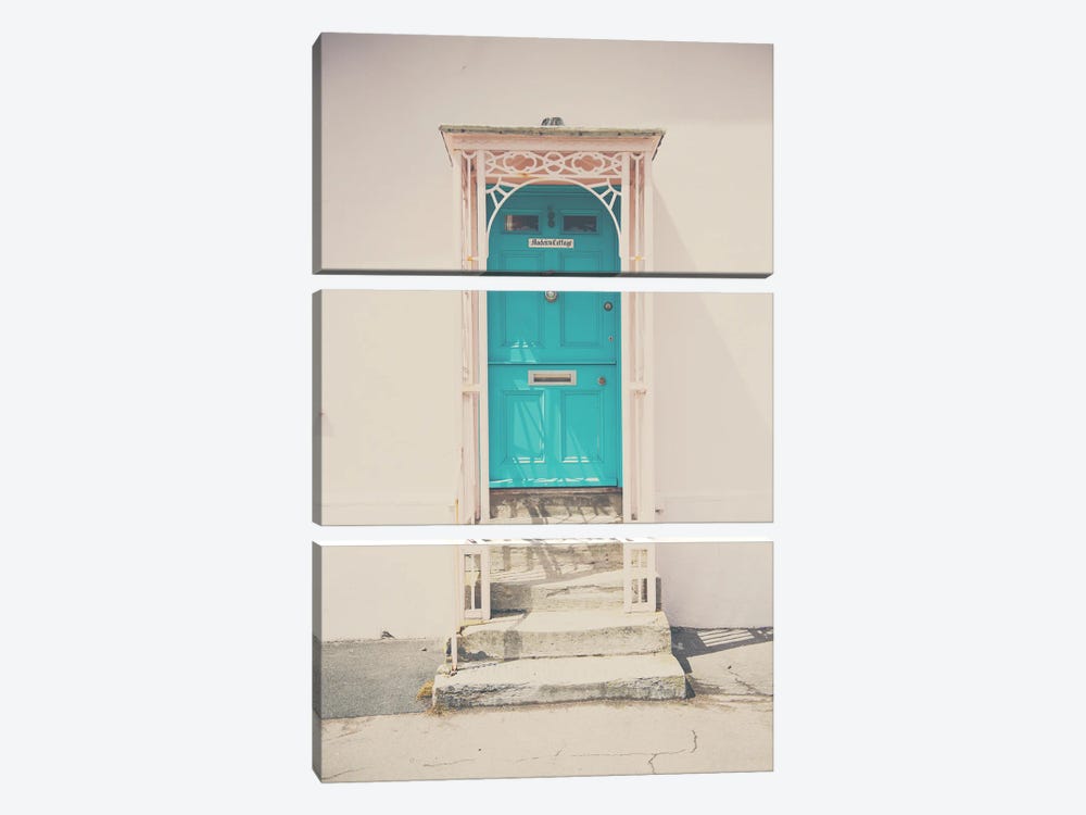 A Mint Green Door And A Pink Building by Laura Evans 3-piece Canvas Art Print