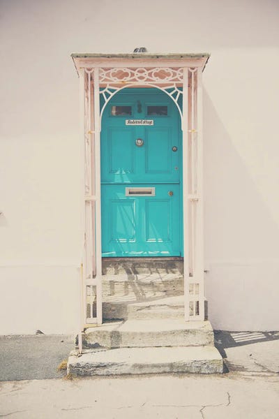 Doors: A Mint Green Door And A Pink Building by Laura Evans