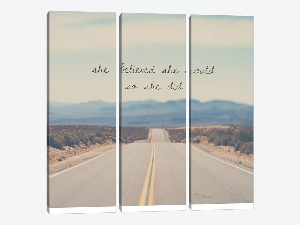 She Believed She Could So She Did by Laura Evans 3-piece Canvas Print