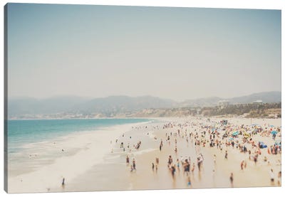 Summertime At Santa Monica Beach Canvas Art Print - Vintage Styled Photography