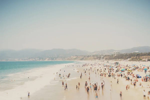 Large Coastal Art - Canvas Prints: Summertime At Santa Monica Beach by Laura Evans