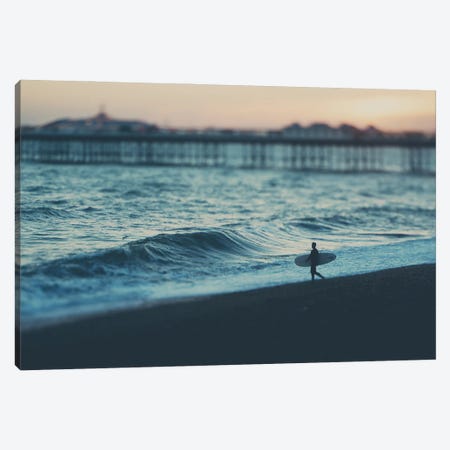 The Lone Surfer Canvas Print #LEV182} by Laura Evans Canvas Art