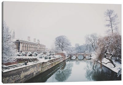 A Snowy Day In Cambridge Canvas Art Print - Laura Evans