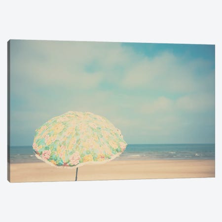 A Retro Beach Umbrella Canvas Print #LEV18} by Laura Evans Canvas Print