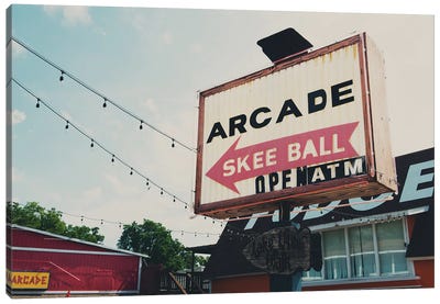 This Way To The Arcade Canvas Art Print - Signs