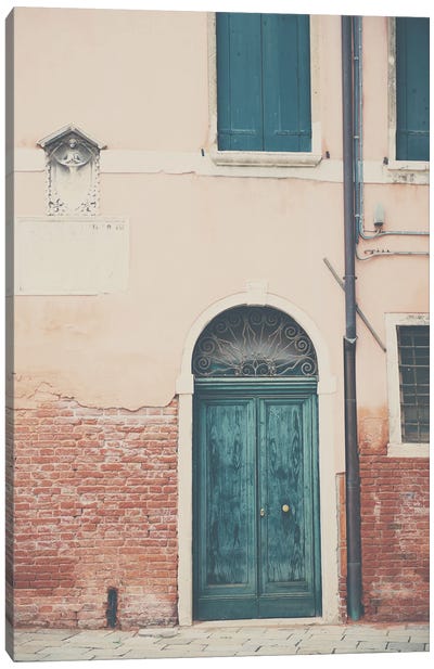 A Green Door In Venice Canvas Art Print - Laura Evans