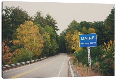 Welcome To Maine Canvas Art Print - Cottagecore Goes Coastal