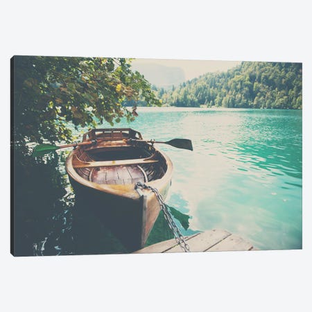 A Row Boat On Lake Bled In Slovenia Canvas Print #LEV20} by Laura Evans Canvas Wall Art