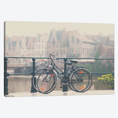 A Bicycle Date In Ghent Canvas Print #LEV2} by Laura Evans Canvas Print