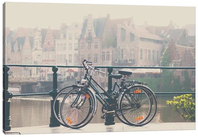 A Bicycle Date In Ghent Canvas Art Print - Laura Evans
