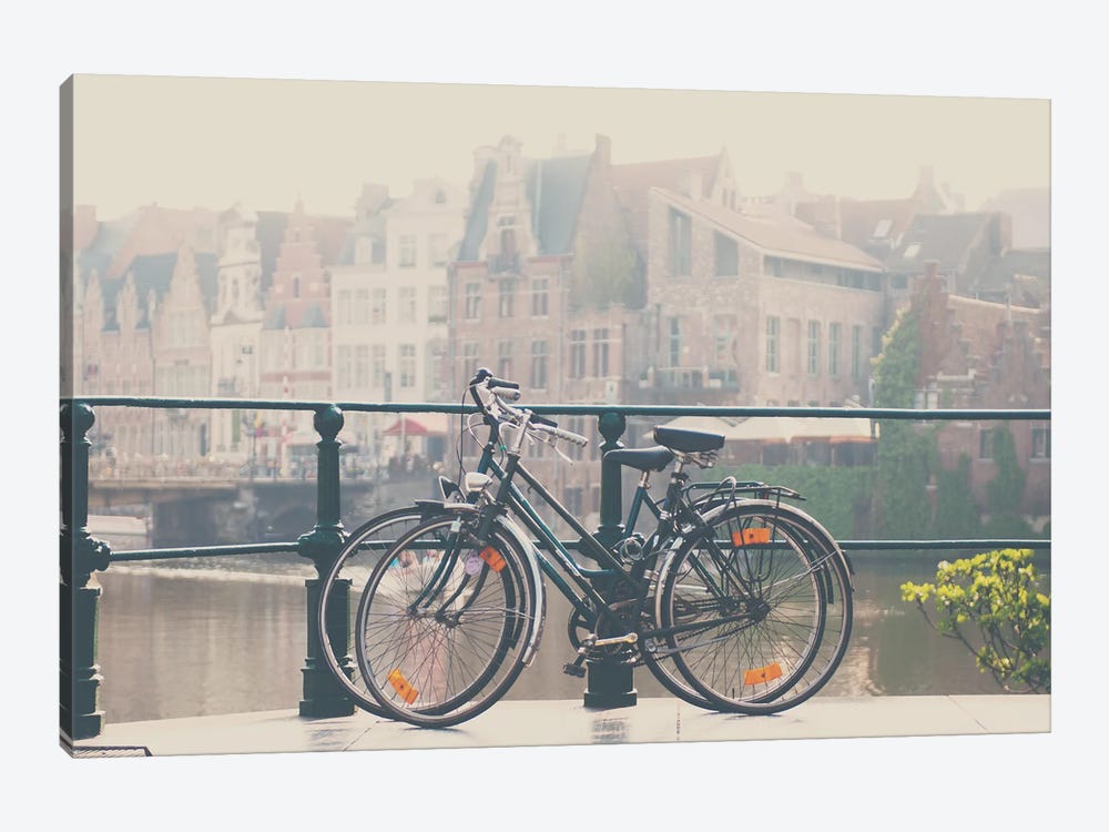 A Bicycle Date In Ghent by Laura Evans 1-piece Canvas Artwork