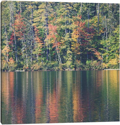 Autumn Leaves Reflected In Lake Chocorua New Hampshire Canvas Art Print - Laura Evans